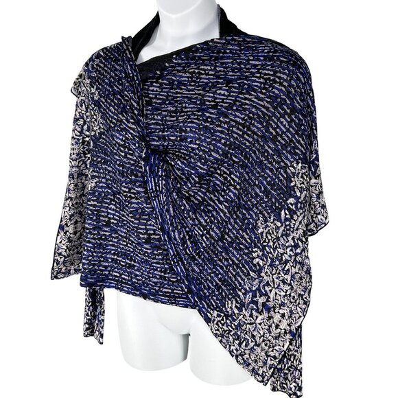 BCBGMAXAZRIA Womens XS/S Blue Black Artsy Waterfall Cardigan 70% Silk Soft Girl - Picture 4 of 15